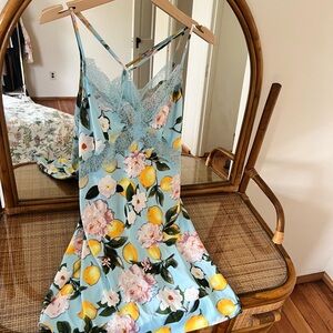 Floral Lemon Print Slip Dress